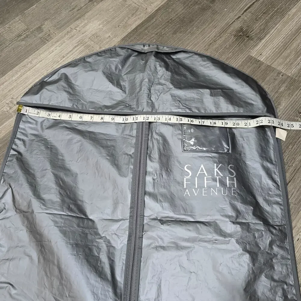 Saks Fifth Avenue Gray Plastic Garment Clothes Zip Fold Up Storage Bag